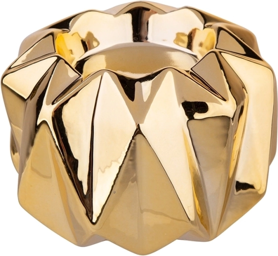 Portavelas de porcelana en color dorado 9 × 9 × 6 cm