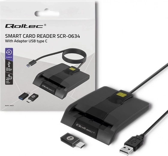 Lector de tarjetas con chip Qoltec USB-C