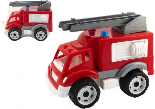 Coche de bomberos de plástico de rueda libre con escalera, 30 × 19 × 23 cm