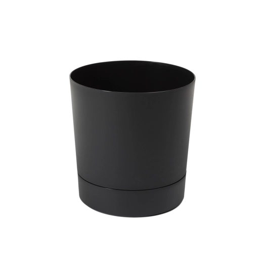 Maceta con plato Aura 17,5 cm negro mate