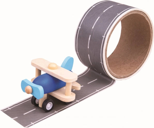 Bigjigs Toys cinta adhesiva – pista de aterrizaje con avión de madera
