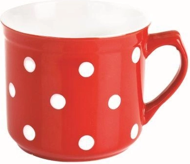 Taza de cerámica 660 ml con lunares roja