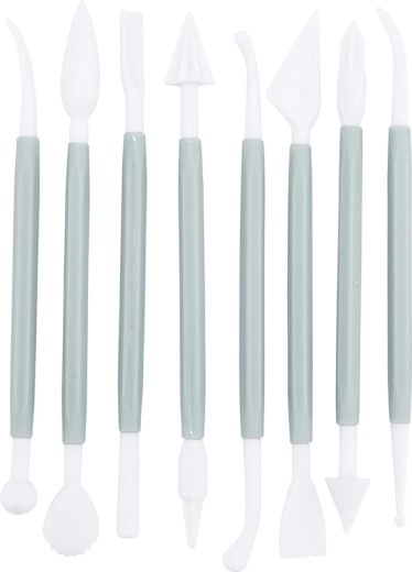 Herramientas de modelado de repostería de plástico para decorar tartas, 8 uds., salvia