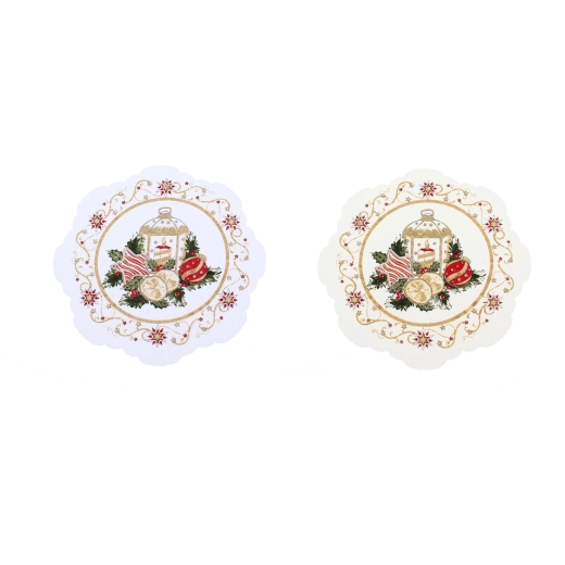 Servilletas navideñas redondas de poliéster de 18 cm - 6 unidades