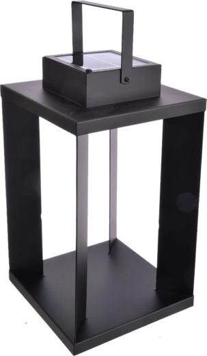 Farol solar metálico negro 22 × 22 × 42 cm