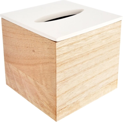 Caja para pañuelos de papel beige-blanca 14 × 14 × 13 cm