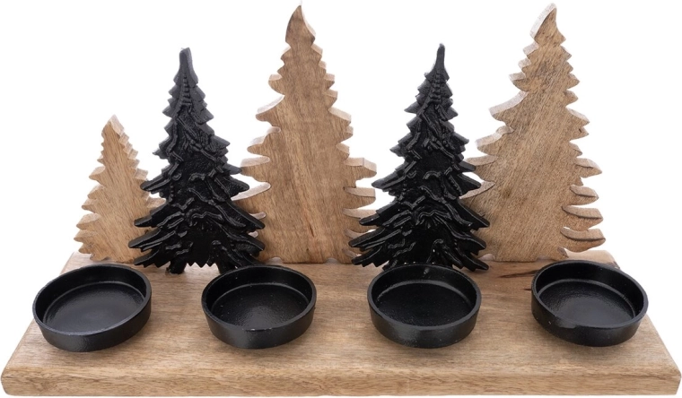 Candelabro de Adviento Mango de madera y metal – árboles