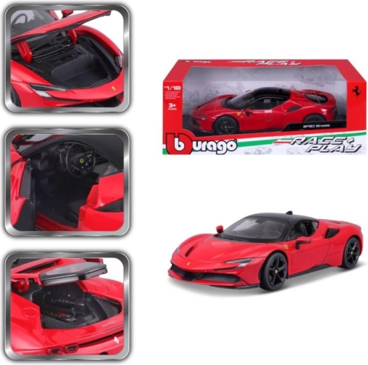 Modelo metálico BBURAGO FERRARI SF90 STRADALE 1:18 rojo