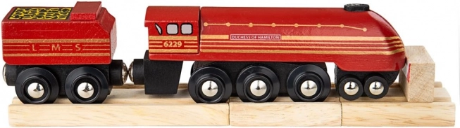 Locomotora de madera Duchess of Hamilton con vías BIGJIGS RAIL