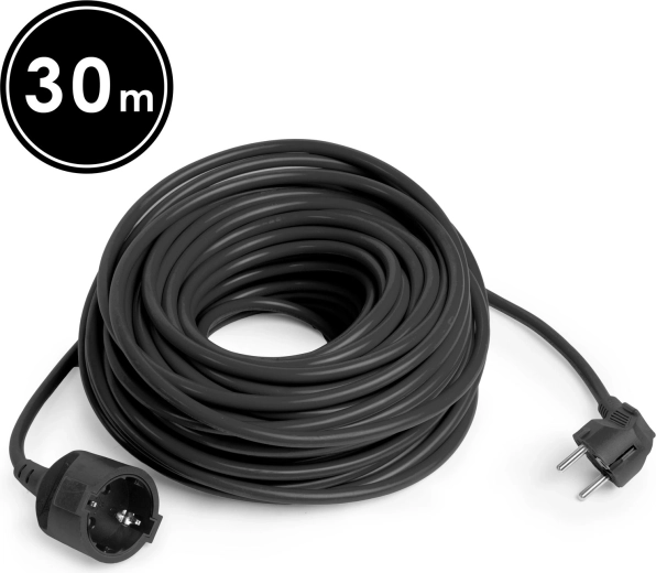 Cable alargador Schuko negro de 30 m