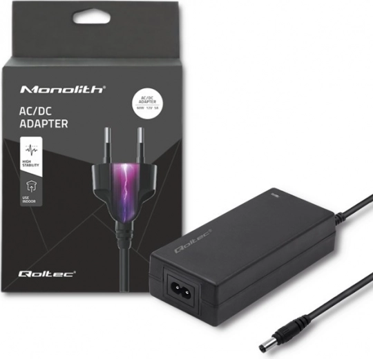 Adaptador de alimentación de sobremesa 60 W 12 V 5 A con conector 5.5 × 2.1 mm + cable de alimentación