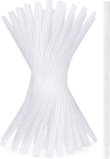 Juego de pajitas reutilizables con purpurina 22 cm – 50 uds