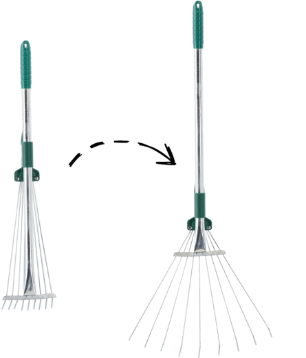 Rastrillo de abanico ajustable para jardín 54–73 cm