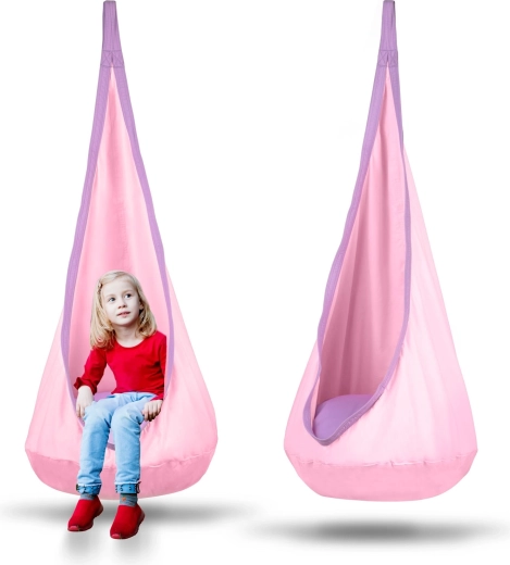Asiento colgante tipo capullo de coco para niños Neo-Sport – rosa claro