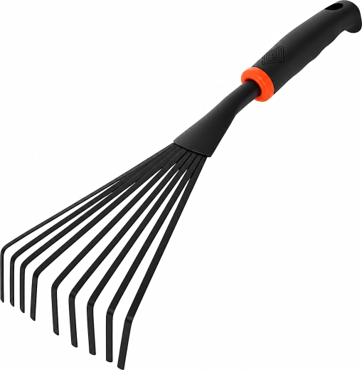 Rastrillo de mano de jardín tipo abanico 37 cm