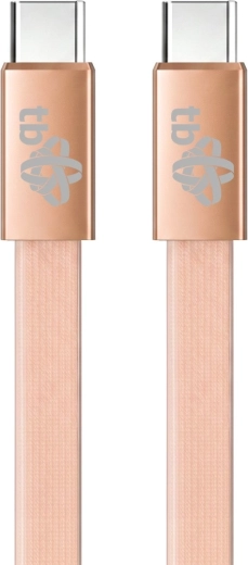 Cable plano de silicona USB-C a USB-C de 1 m, color melocotón