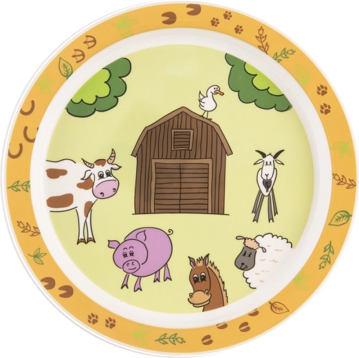 Plato infantil llano de plástico Granja 21,5 cm
