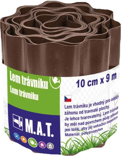 Borde de césped de plástico 10 cm x 9 m marrón