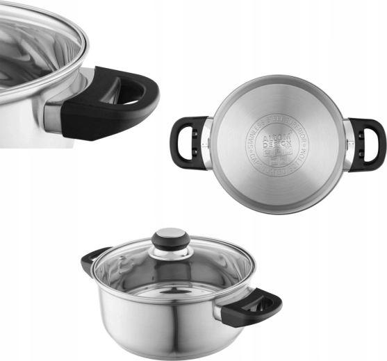 Olla de acero inoxidable Emilio con tapa de vidrio 2,5 l (20 cm)