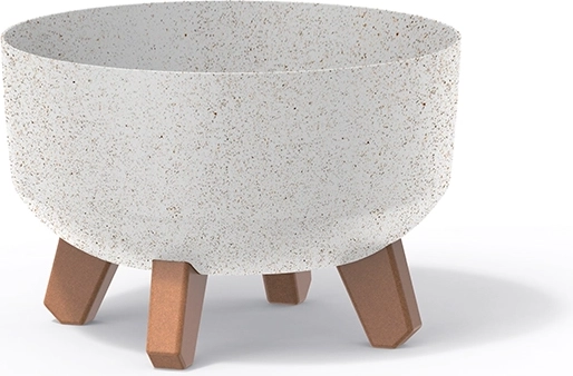 Maceta Gracia Low Eco Wood 23,5 cm – blanca