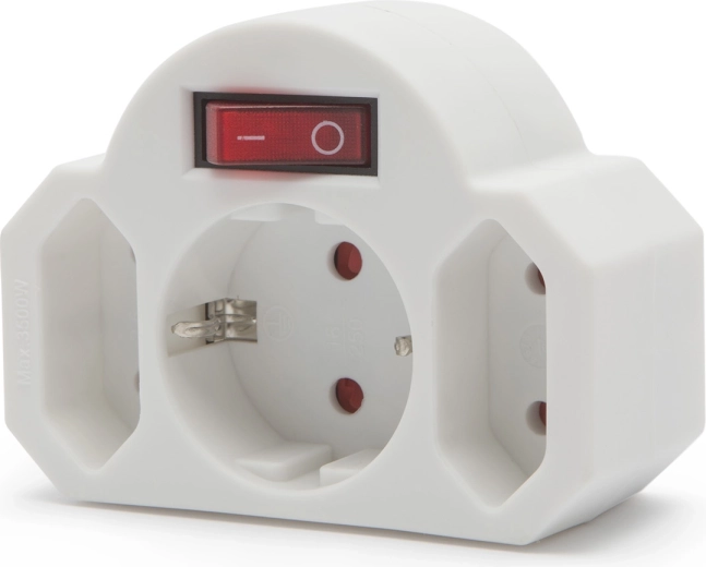 Adaptador triple de enchufes con interruptor