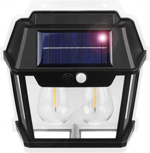 Lámpara LED solar de pared con doble bombilla y sensor PIR