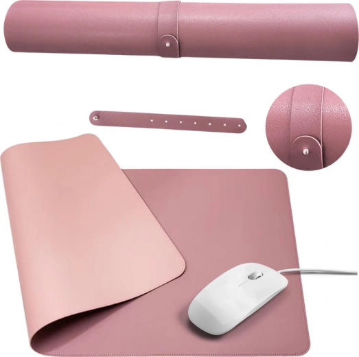 Alfombrilla de escritorio reversible de polipiel para teclado y ratón 80 × 40 cm – rosa