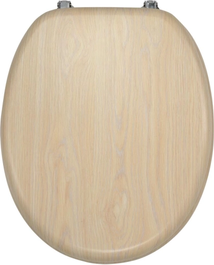 Asiento de WC de MDF chapado en abedul con herrajes cromados