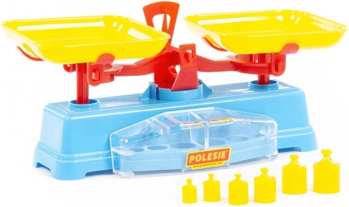 Balanza infantil con pesas POLESIE, de plástico, 28 cm