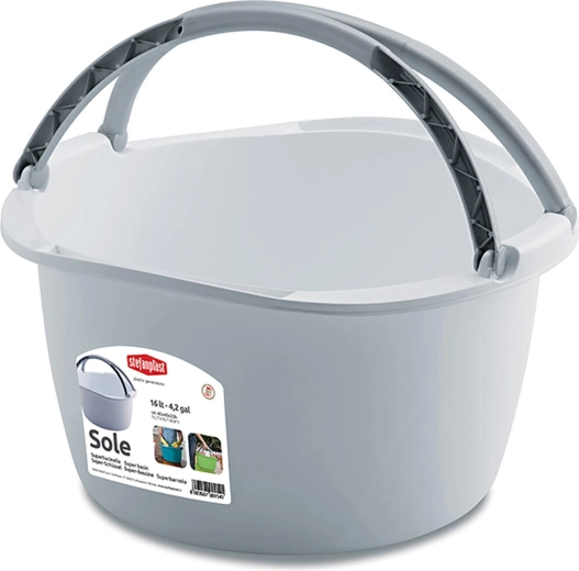Cubo de plástico SOLE de 16 l con asa ergonómica