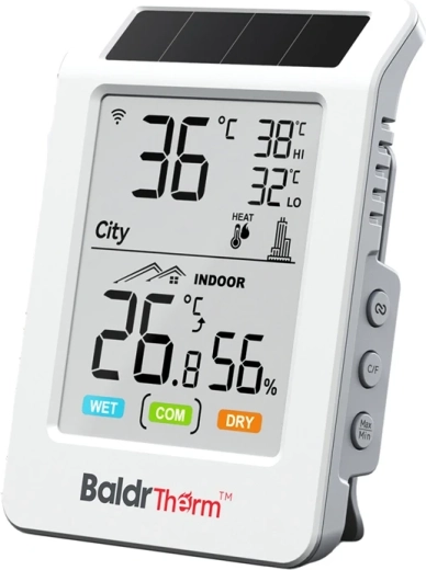 Termohigrómetro Wi‑Fi con alimentación solar Baldrtherm HCS596WB