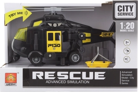 Helicóptero negro a pilas con luces y sonidos
