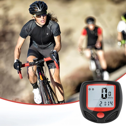 Ciclocomputador impermeable con pantalla LCD y 15 funciones