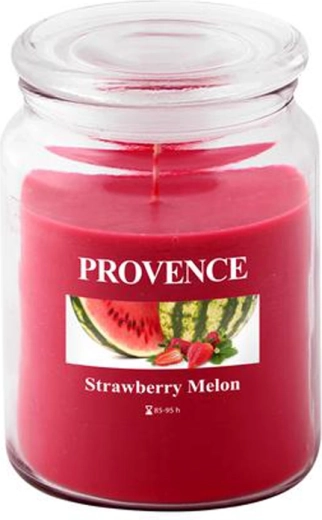 Vela aromática en vaso de vidrio PROVENCE fresa y melón 95 horas