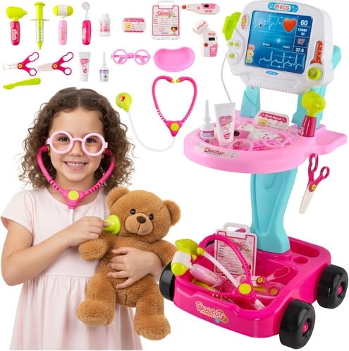 Kruzzel set infantil de médico con carrito rosa-azul