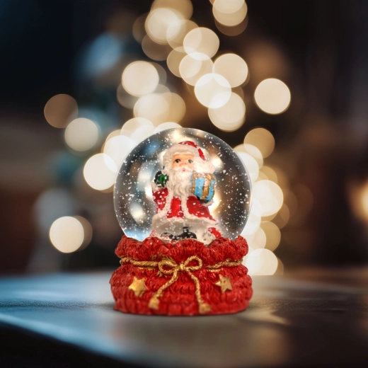 Bola de nieve navideña con Papá Noel - 1 unidad