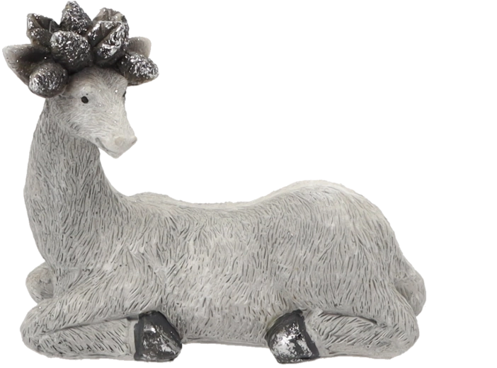 Figura gris de reno recostado 17,5 × 8,5 × 15 cm