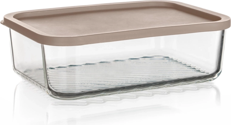 Recipiente de vidrio para alimentos WAVE 1,55 l con tapa sellante color latte