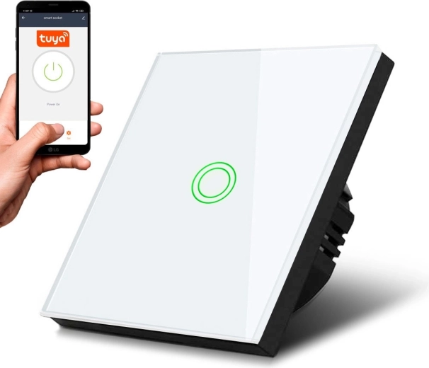 Interruptor de luz SMART Wi‑Fi táctil sencillo MACLEAN MCE715W blanco