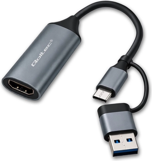 Adaptador USB‑C/USB‑A a HDMI 4K 30 Hz de aluminio
