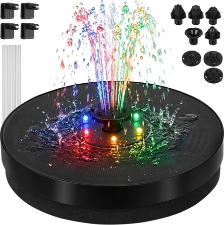 Fuente flotante solar para jardín con iluminación LED RGB Gardlov