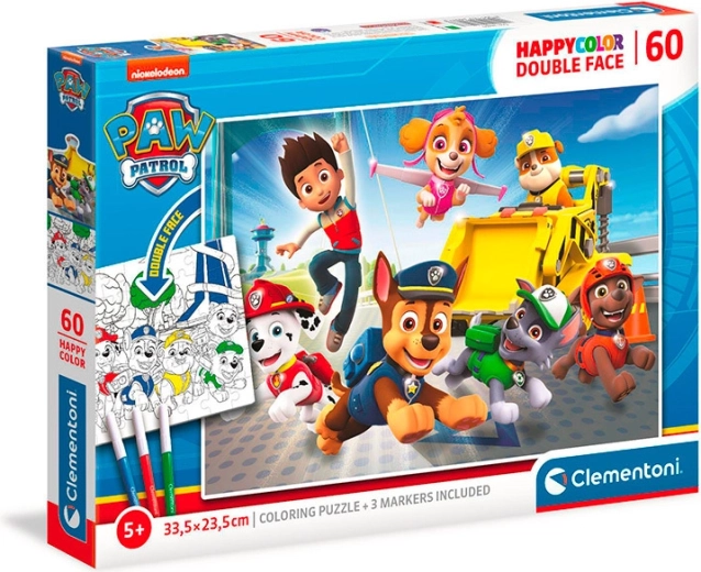 Puzzle de doble cara Clementoni PAW PATROL 60 piezas con para colorear