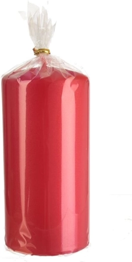 Vela cilíndrica roja mate 7 × 14 cm