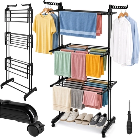 Zortiva tendedero vertical de pie XXL plegable con ruedas