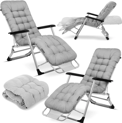 Tumbona de jardín plegable con cojín Sofotel ChillWell, juego de 2 unidades, gris
