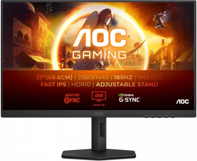 Monitor gaming AOC de 27″ 180 Hz con panel Fast IPS y soporte ajustable en altura (HDMI/DP)