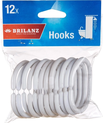 Ganchos de plástico para cortina de baño blancos 12 uds