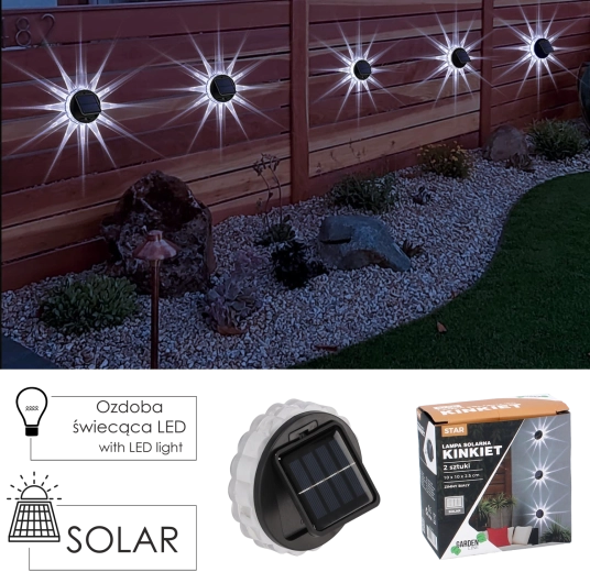 Juego de 2 luces solares de pared STAR LED, blanco frío, 10 × 10 × 2,5 cm