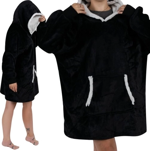 Sudadera-manta XXL con capucha – negra
