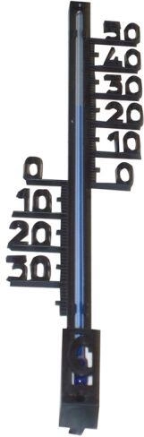 Termómetro exterior con taco de montaje 27 cm, plástico negro